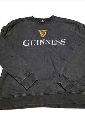 Guinness Black Sweatshirt with Gold Harp and White Logo